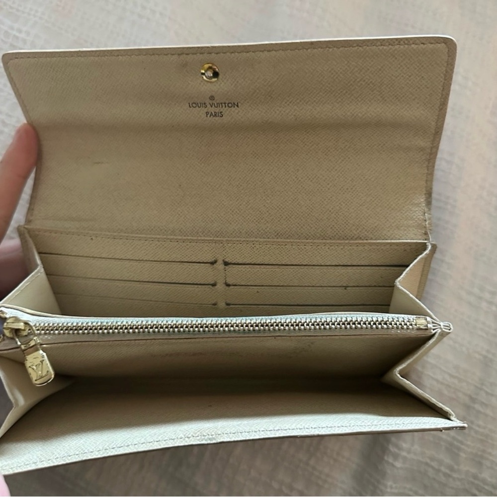 Louis Vuitton Damier Azur Checkered Continental Wallet - Cream & Light Gray - Picture 7 of 10